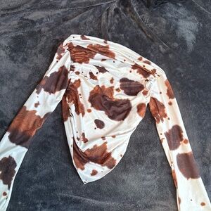 Asymmetrical Cow Print Top